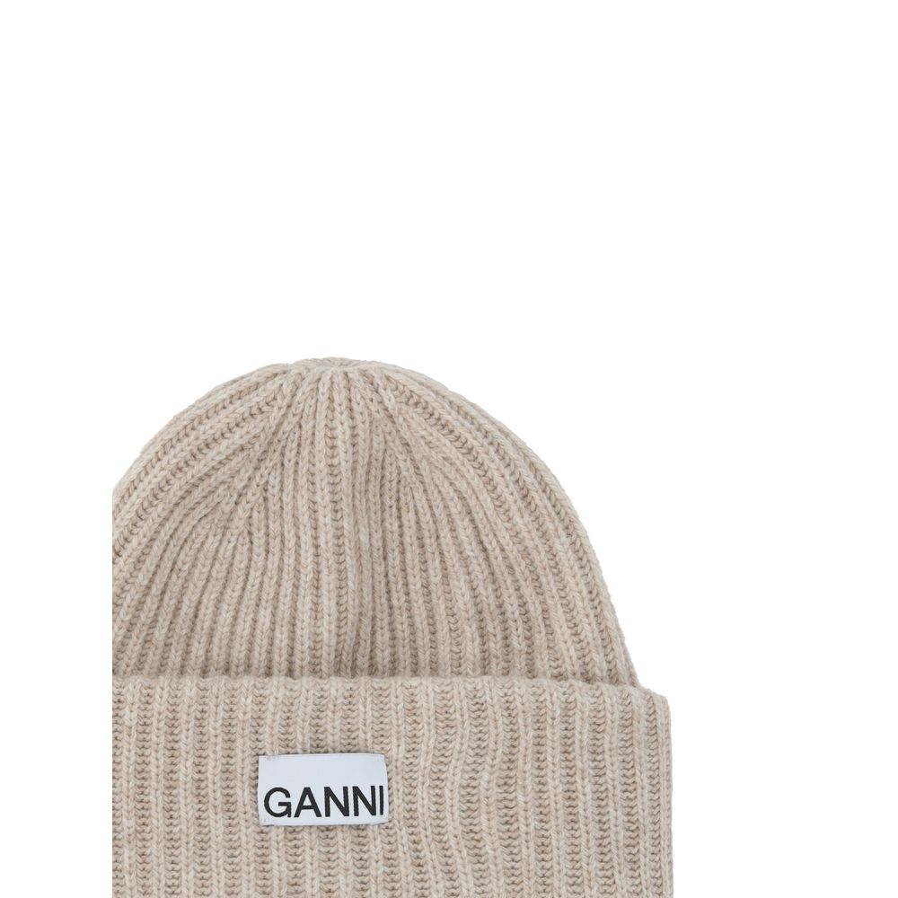 Ganni Brown Wool Beanie - Image 3