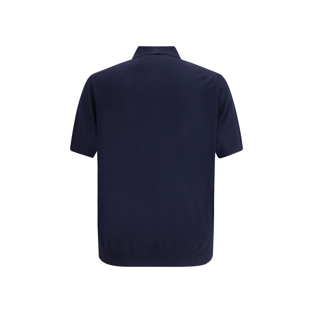 Prada Blue Fleece Wool Polo Shirt - Image 2