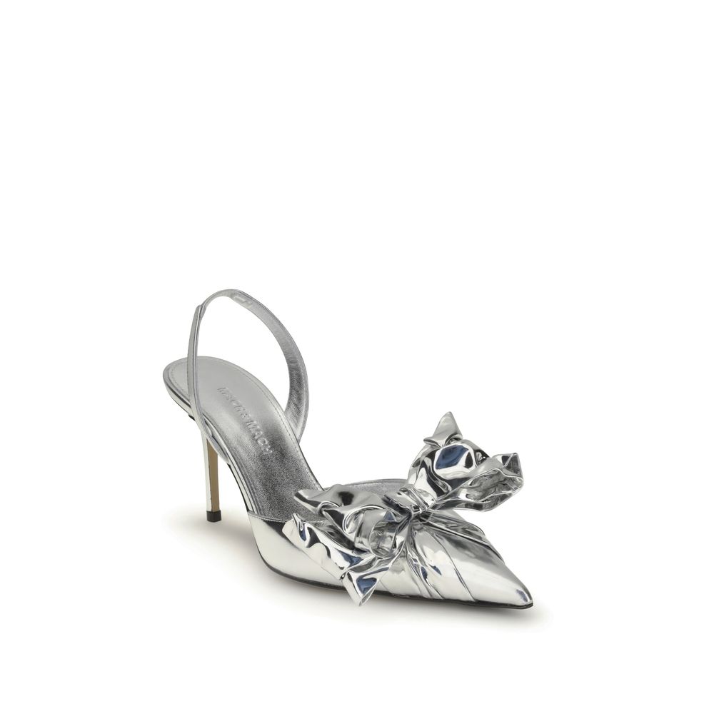 MACH & MACH Silver Leather Pumps - Image 2