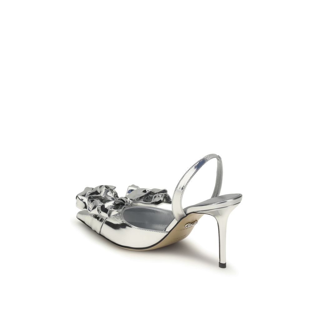 MACH & MACH Silver Leather Pumps - Image 3