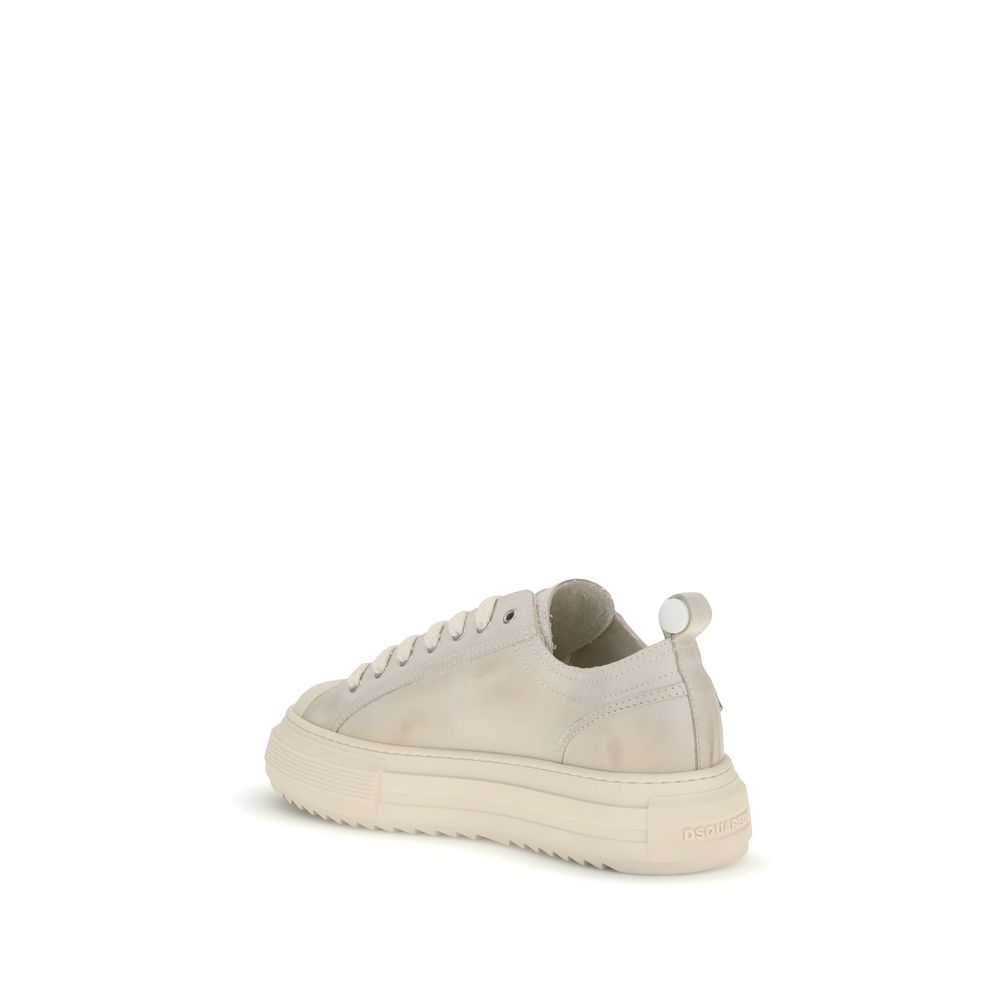 Dsquared² Cream Leather Platform Sneakers - Image 3