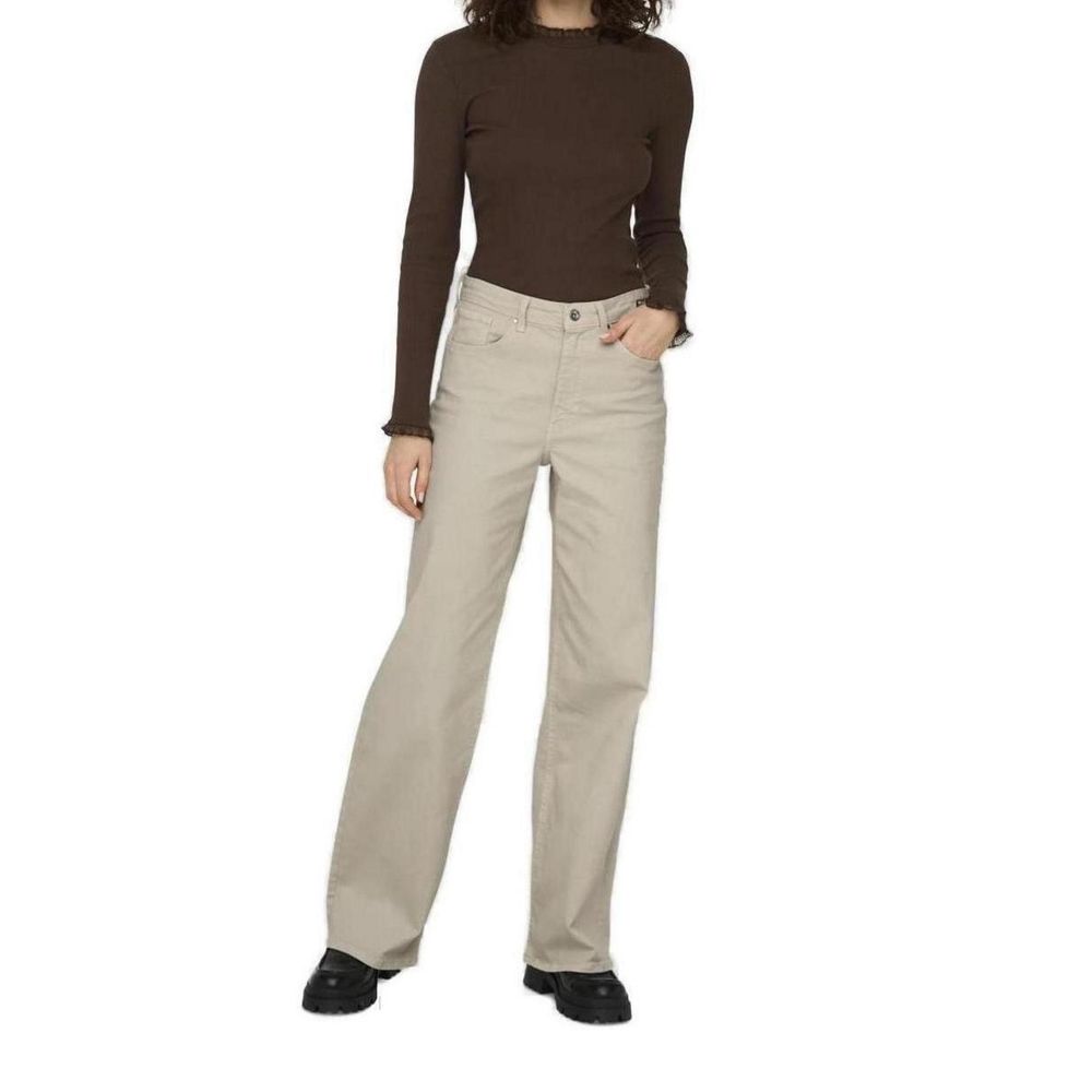 Only Beige Cotton Relaxed Fit Jeans - Image 3