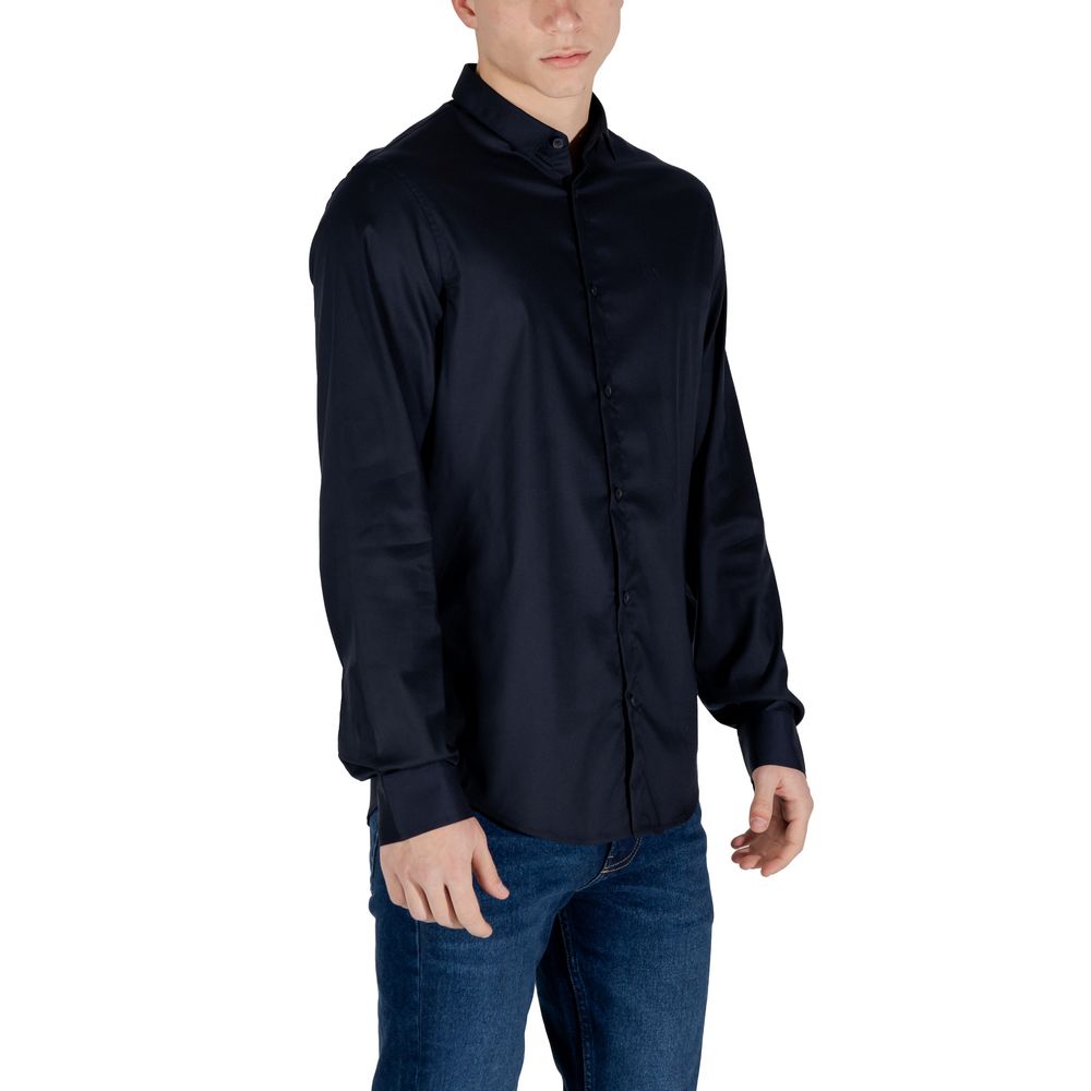 Armani Exchange Blue Lyocell Dress Shirt - Image 3