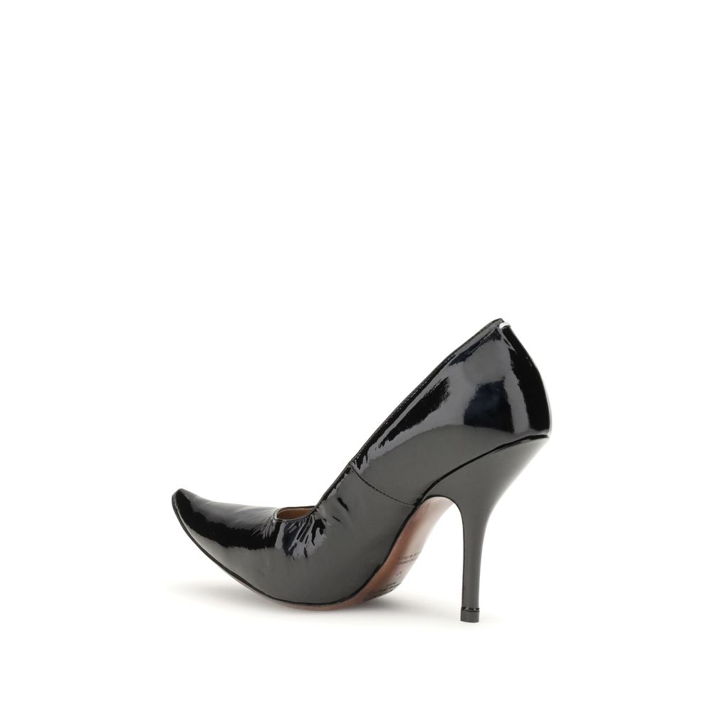Margiela Black Calf Leather Bos Taurus High Heel Pumps - Image 3
