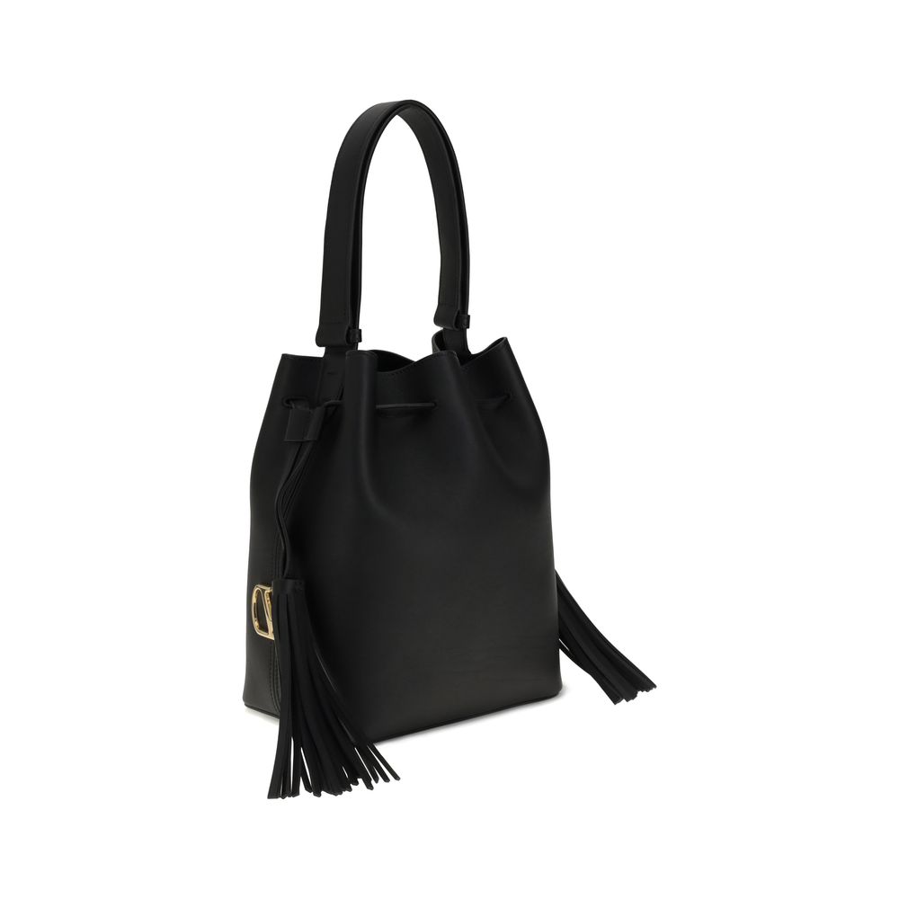 Valentino Garavani Black Calf Leather Bos Taurus Shoulder Bag - Image 2