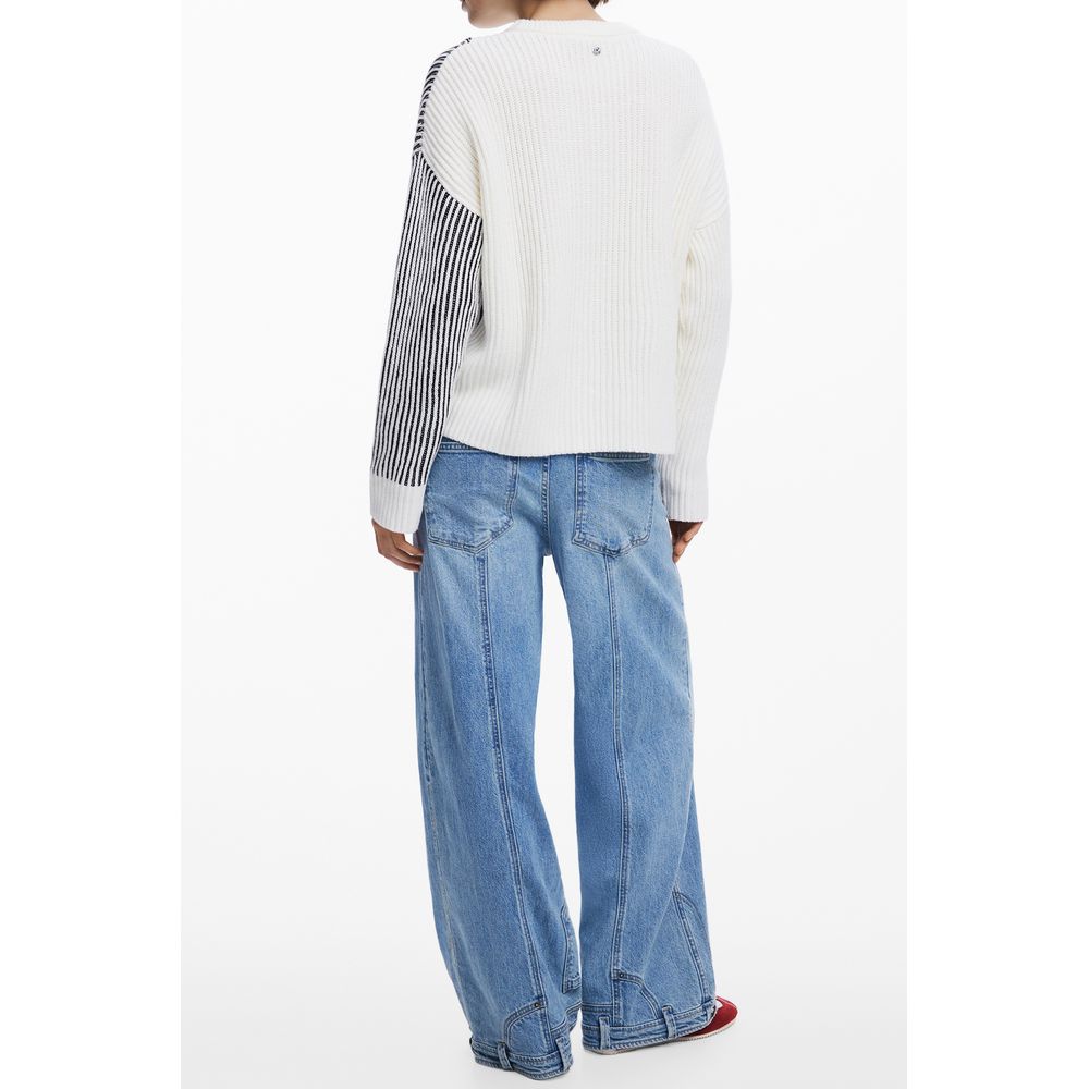 Desigual Bianco Cotton Women Sweater - Image 2