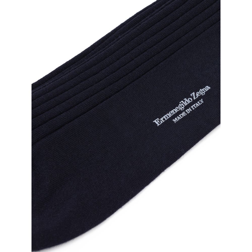 ZEGNA Navy Blue Wool Socks - Image 2