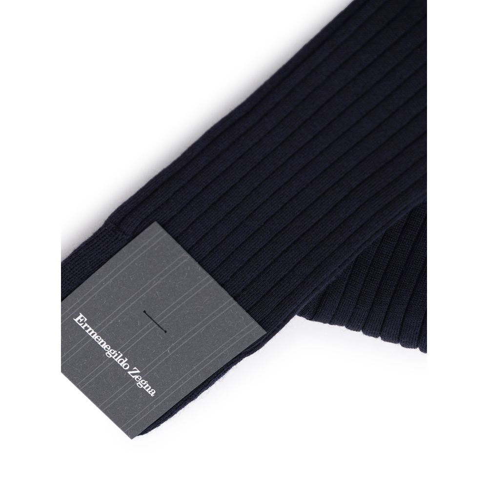 ZEGNA Navy Blue Wool Socks - Image 3
