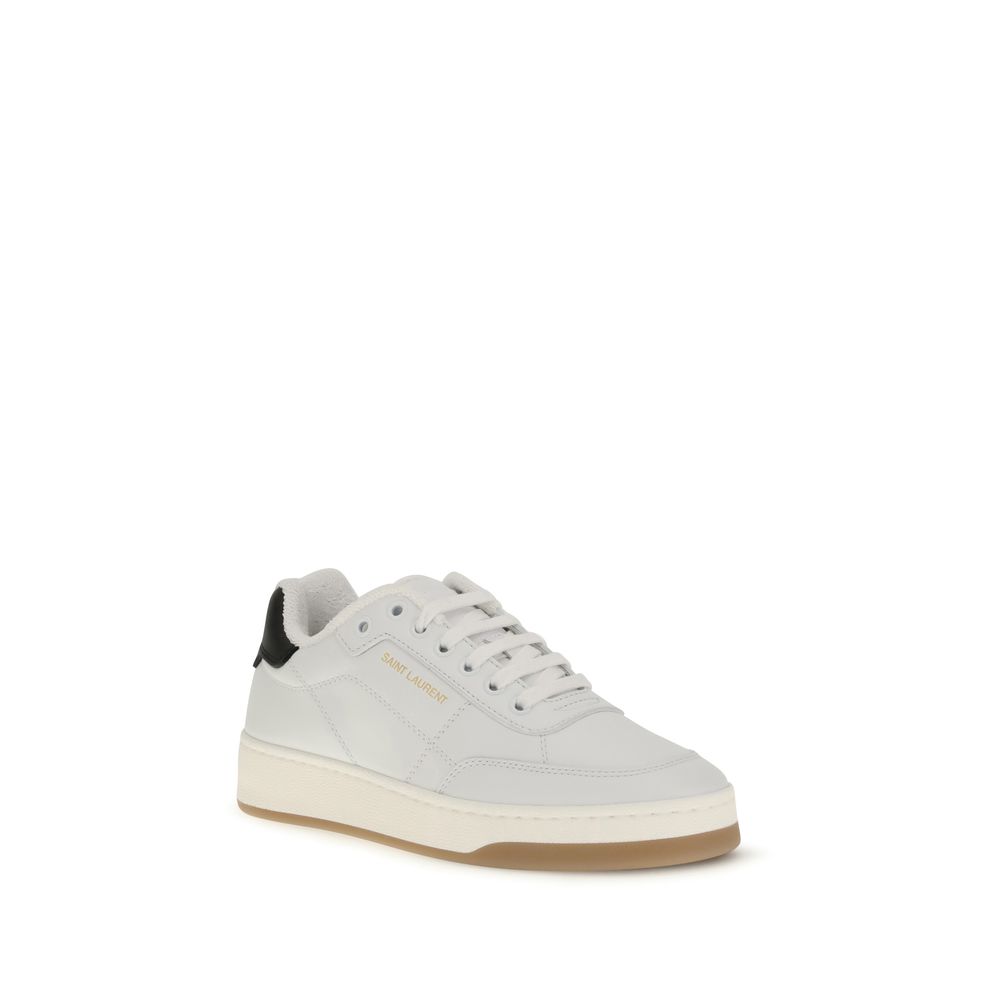 Saint Laurent White Calf Leather Bos Taurus Low Top Sneakers - Image 2
