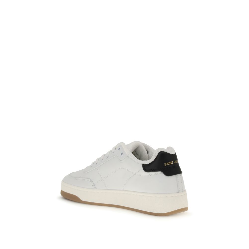Saint Laurent White Calf Leather Bos Taurus Low Top Sneakers - Image 3
