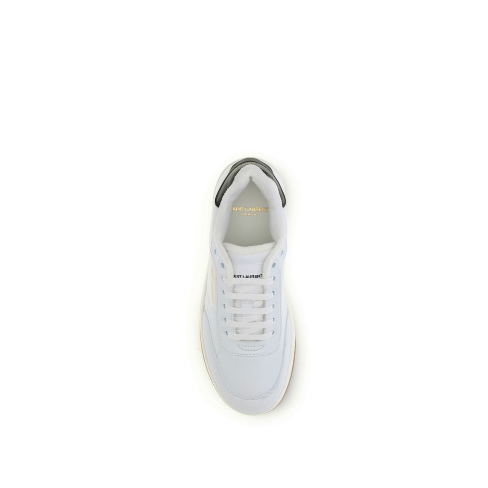 Saint Laurent White Calf Leather Bos Taurus Low Top Sneakers - Image 4