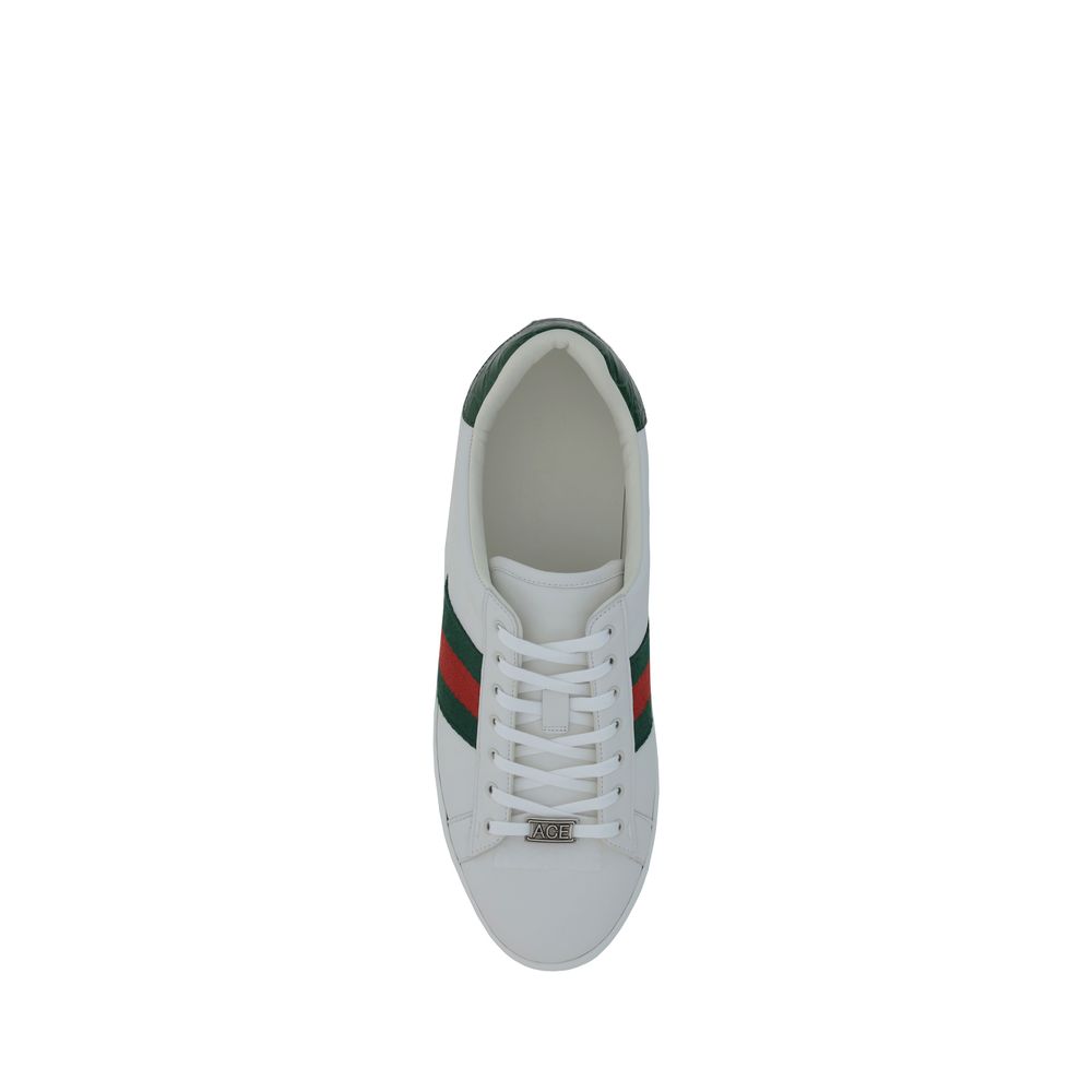 Gucci White Calf Leather Bos Taurus Low Top Sneakers - Image 4