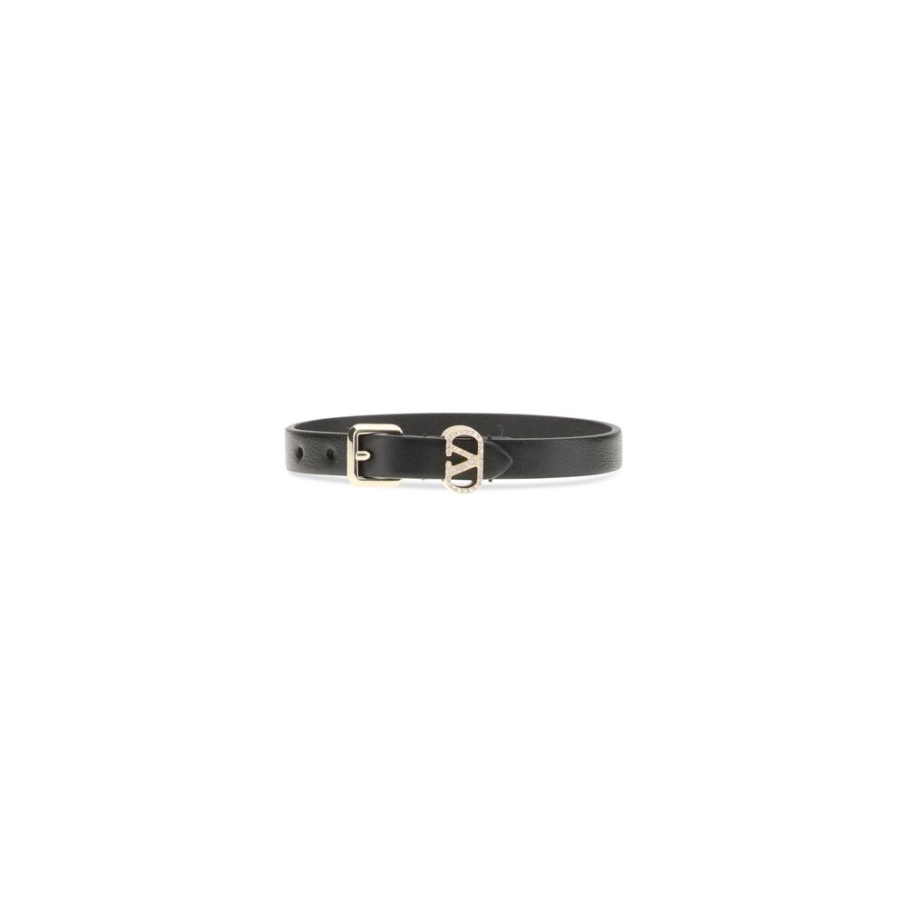 Valentino Garavani Black Calf Leather Bos Taurus Bracelet