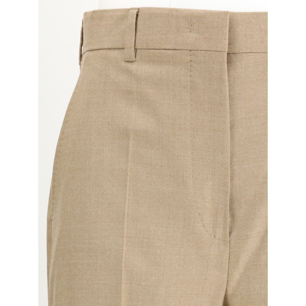 Max Mara Brown Fleece Wool Casual Pants - Image 3