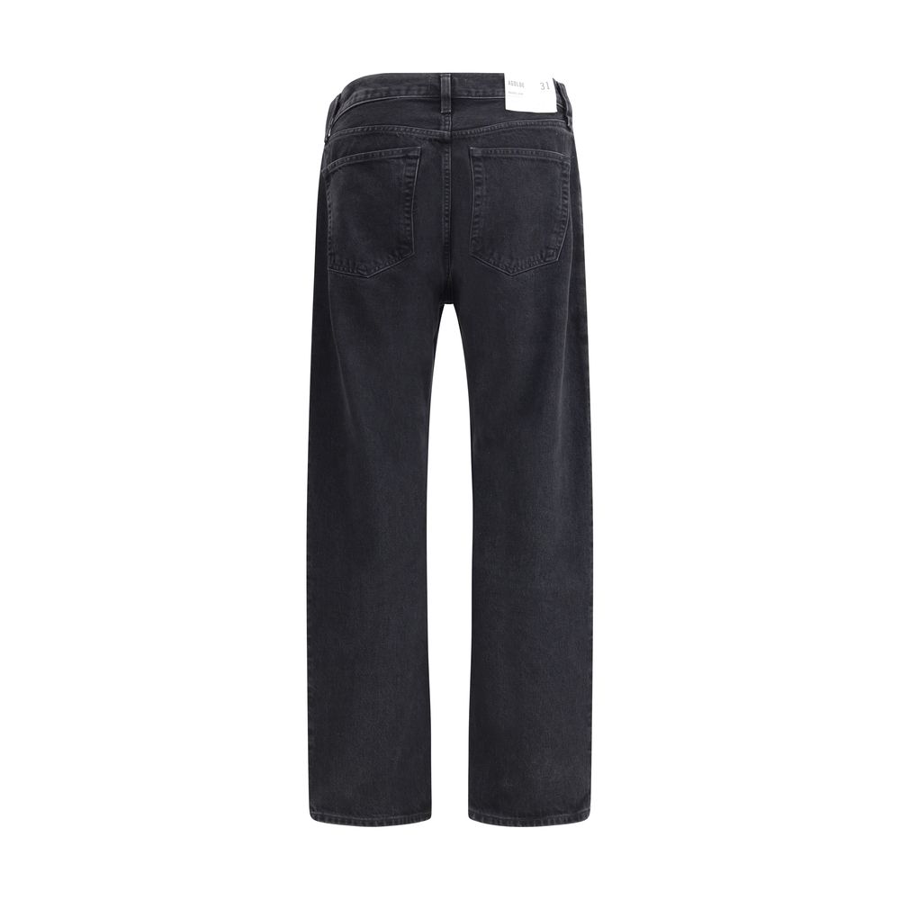 Agolde Black Cotton Straight-Leg Jeans - Image 2