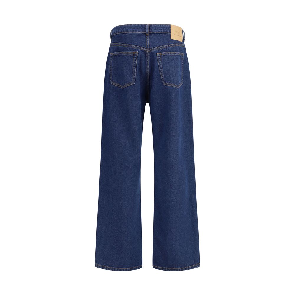Ami Paris Blue Cotton Straight-Leg Jeans - Image 2