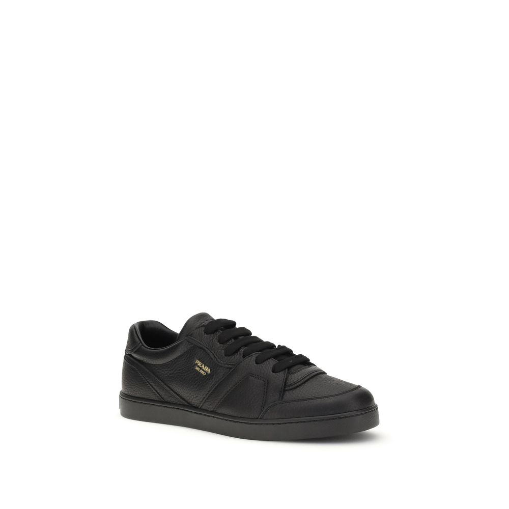 Prada Black Calf Leather Bos Taurus Sneakers - Image 2
