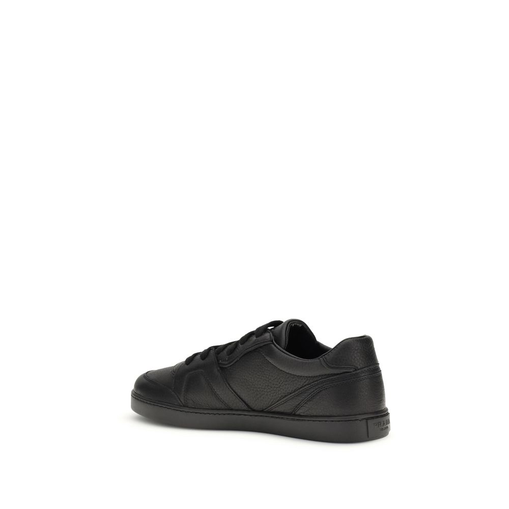 Prada Black Calf Leather Bos Taurus Sneakers - Image 3