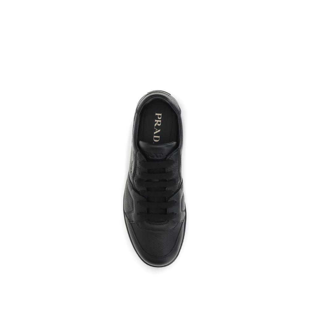 Prada Black Calf Leather Bos Taurus Sneakers - Image 4