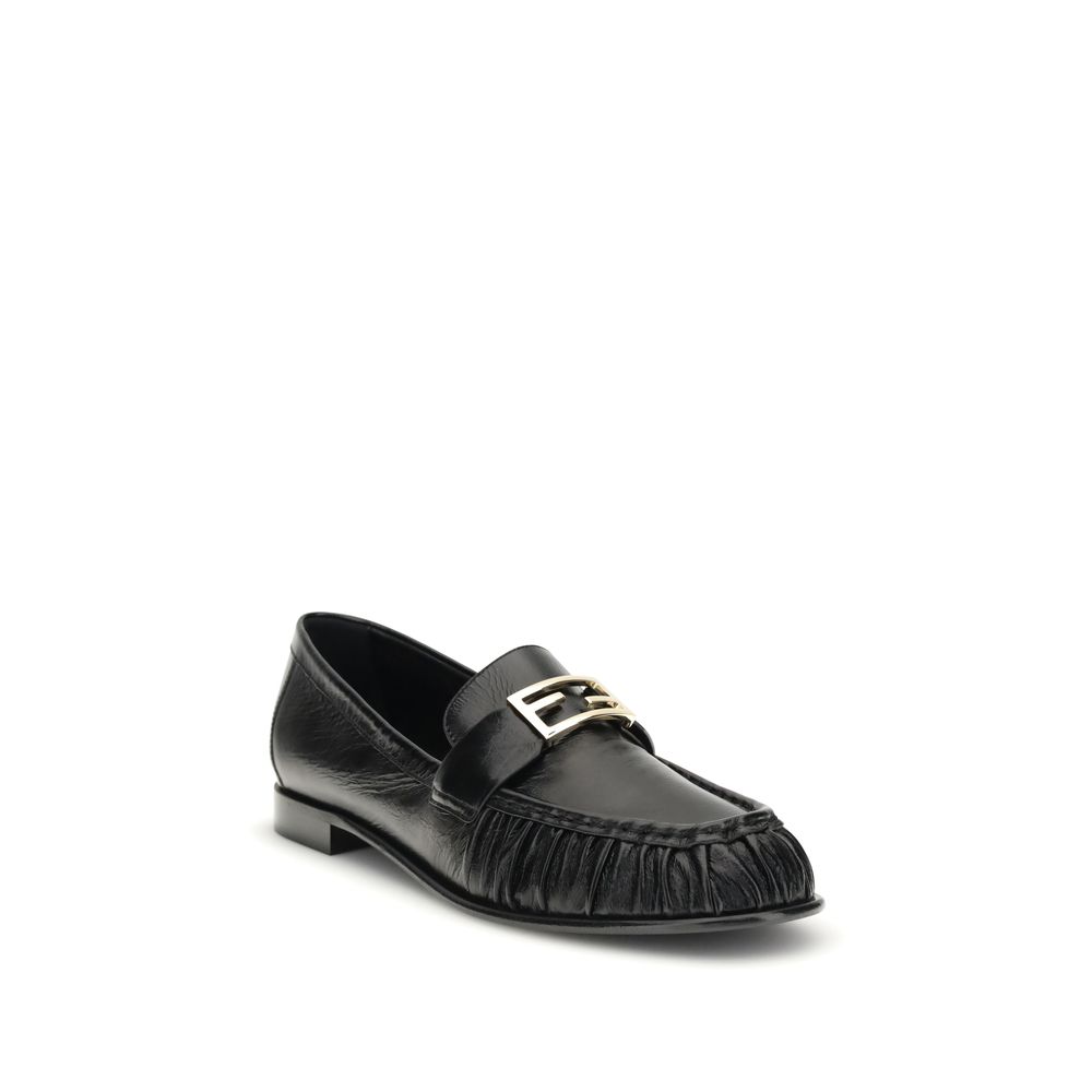 Fendi Black Calf Leather Bos Taurus Slip-On Loafers - Image 2