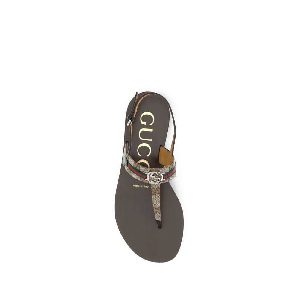 Gucci Brown Calf Leather Bos Taurus Flat Sandals - Image 4