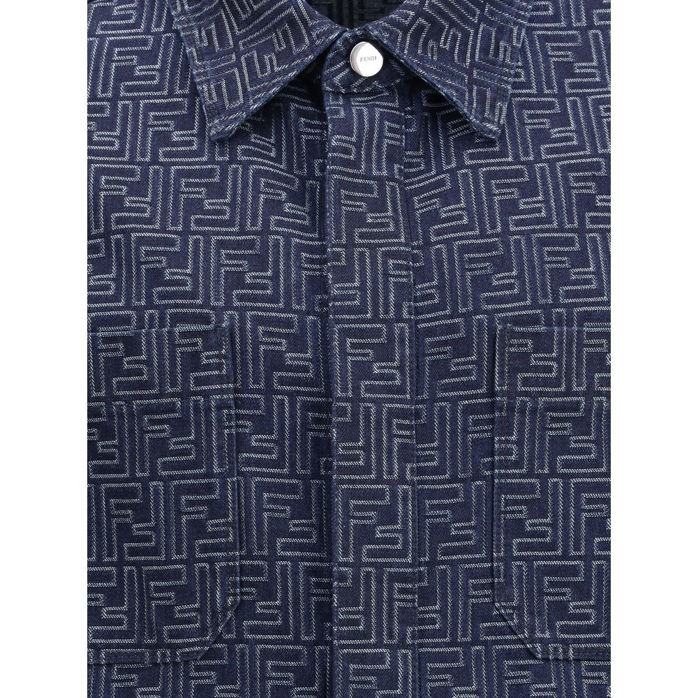 Fendi Blue Cotton Denim Jacket - Image 3
