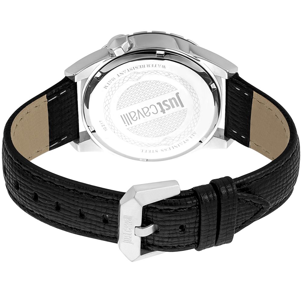 Just Cavalli Black Leather Dress Watch - Image 2