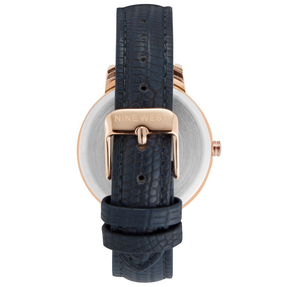 Nine West Blue Leather Dress Watch - Image 3