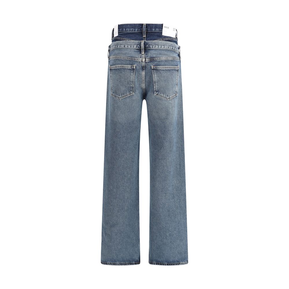 Agolde Blue Recycled Cotton Straight-Leg Jeans - Image 2