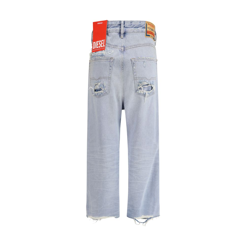 Diesel Light Blue Cotton Relaxed Fit Jeans - Image 2