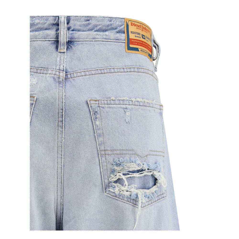Diesel Light Blue Cotton Relaxed Fit Jeans - Image 3