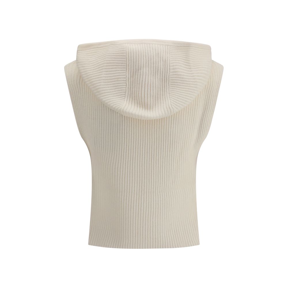 Max Mara White Wool Sleeveles Sweater - Image 2