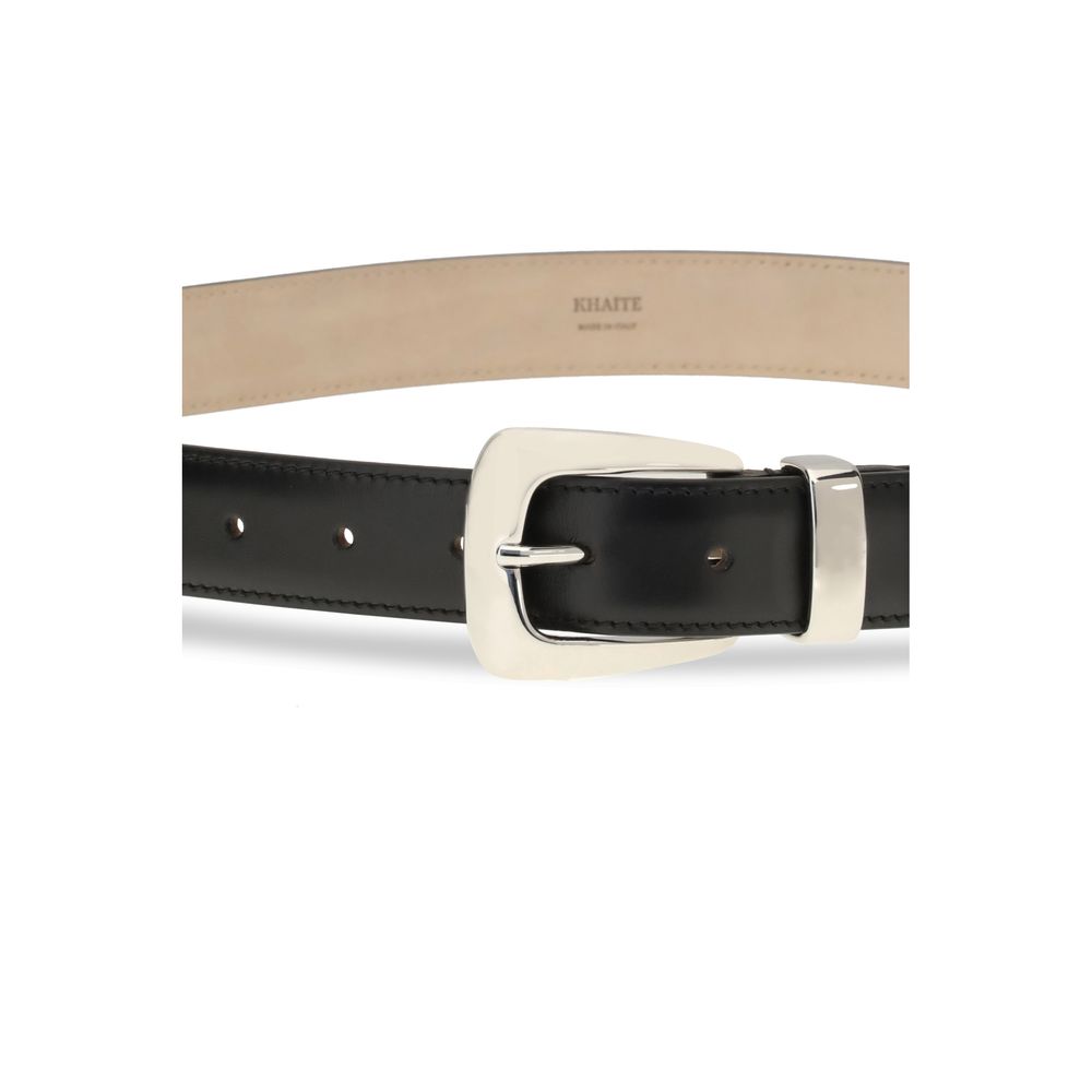 Khaite Black Calf Leather Bos Taurus Regular Belt - Image 5