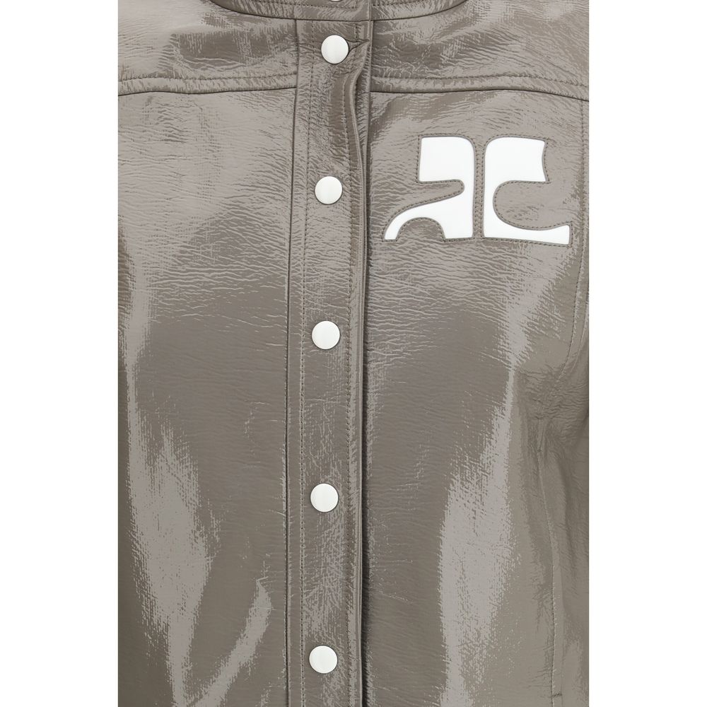Courrèges Gray Cotton Full-Length Jacket - Image 3