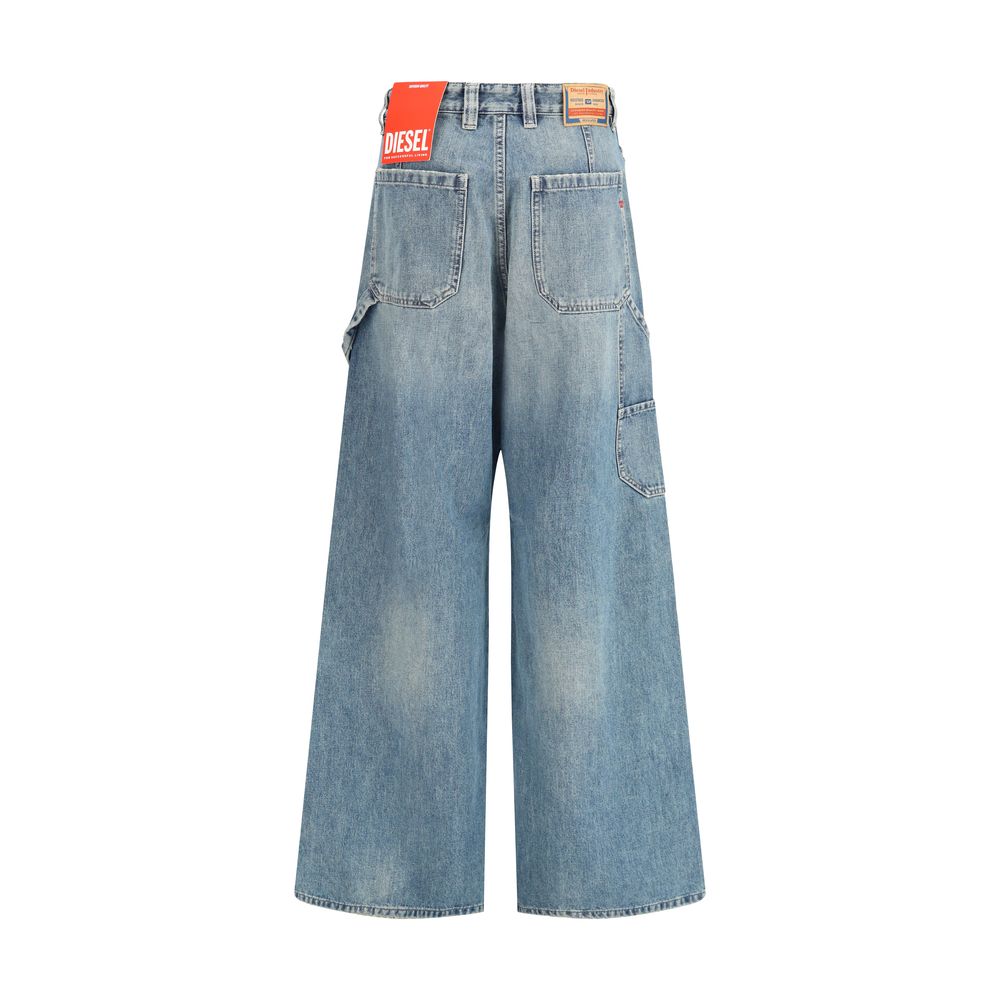 Diesel Blue Cotton Relaxed Fit Jeans - Image 2