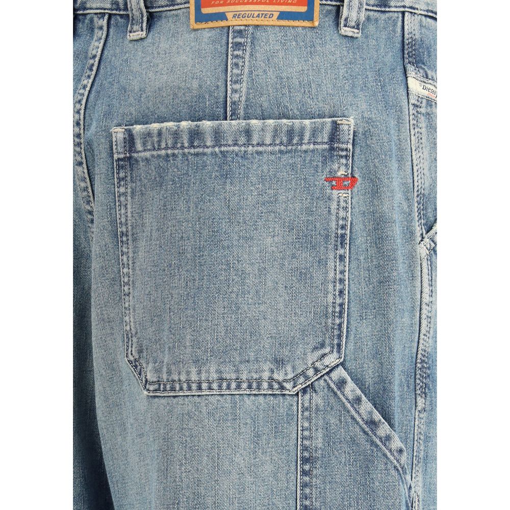 Diesel Blue Cotton Relaxed Fit Jeans - Image 3
