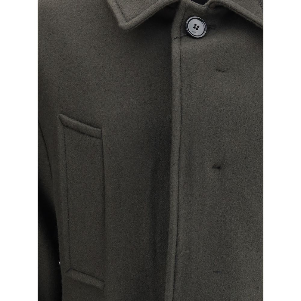 Ami Paris Gray Fleece Wool Coat - Image 3