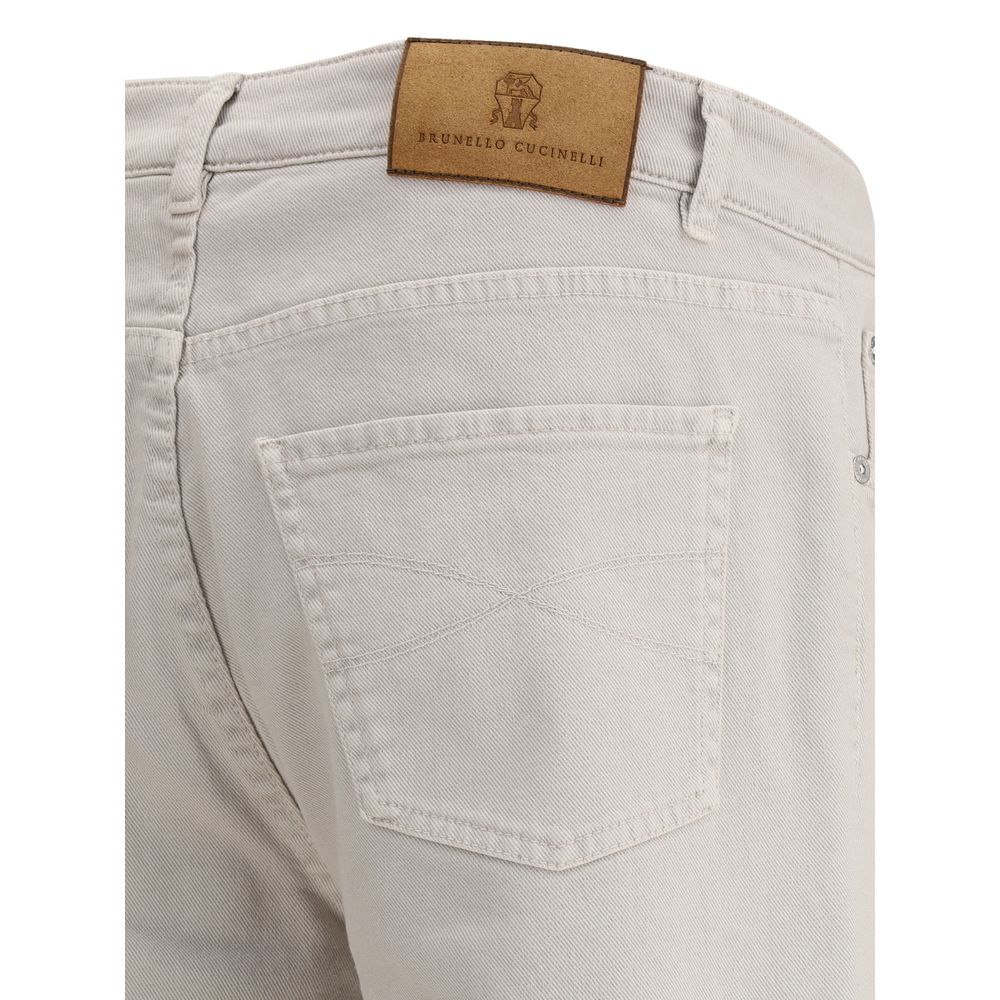 Brunello Cucinelli Beige Cotton Straight-Leg Jeans - Image 3