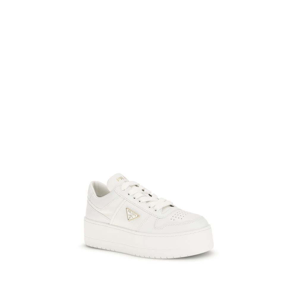 Prada White Calf Leather Bos Taurus Platform Sneakers - Image 2