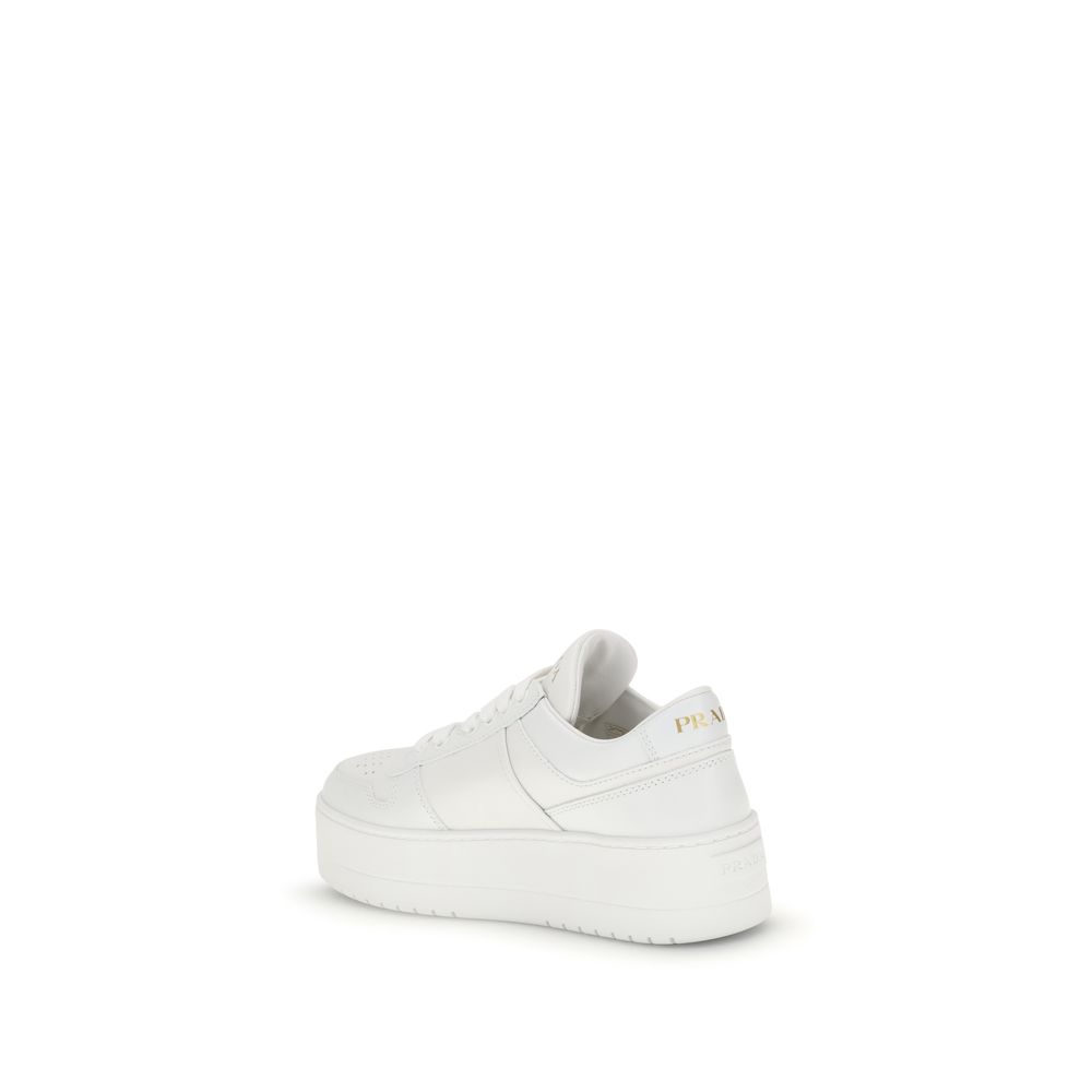 Prada White Calf Leather Bos Taurus Platform Sneakers - Image 3