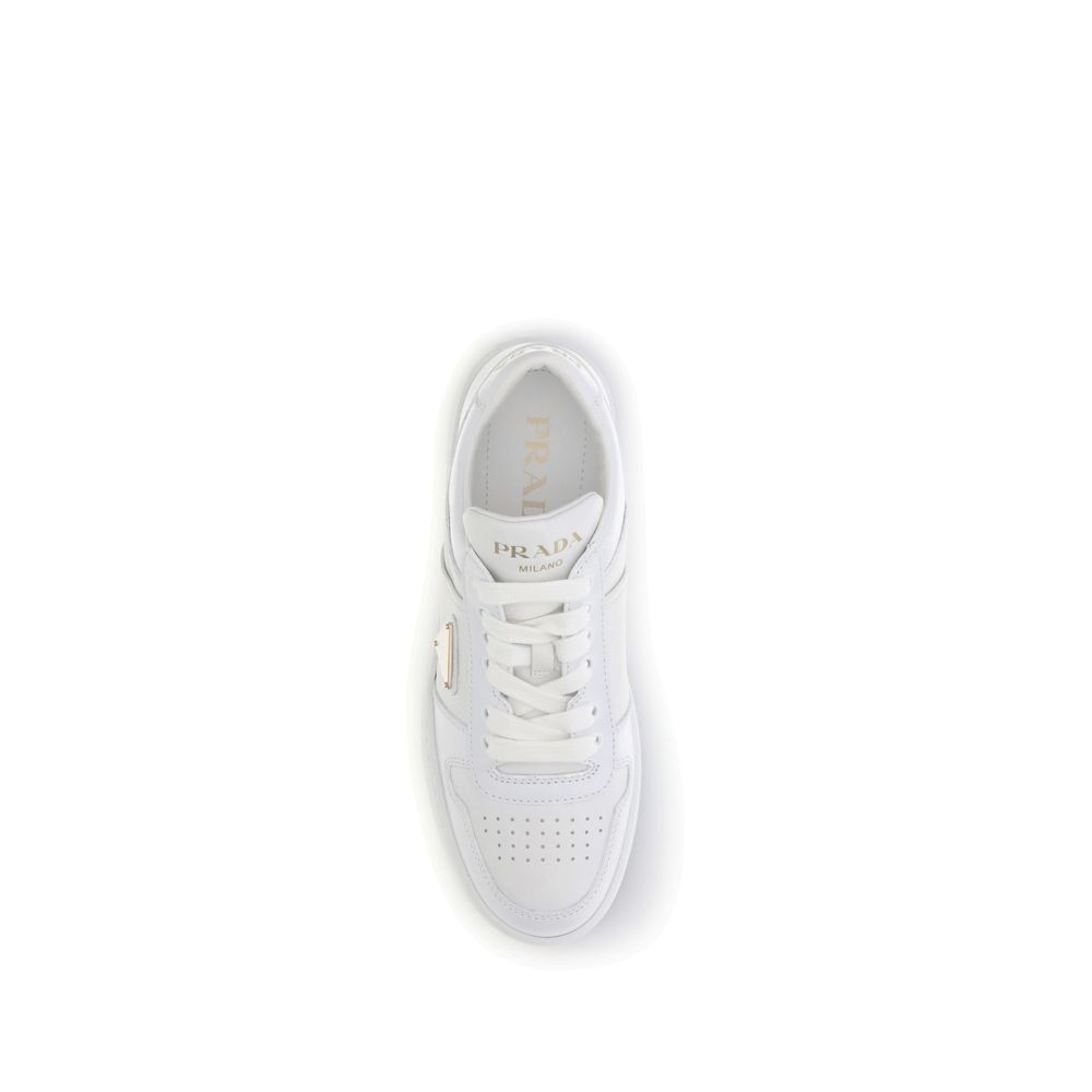 Prada White Calf Leather Bos Taurus Platform Sneakers - Image 4