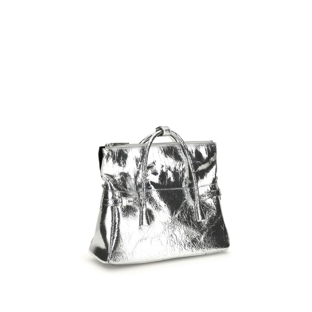 Margiela Silver Calf Leather Bos Taurus Handbag - Image 3