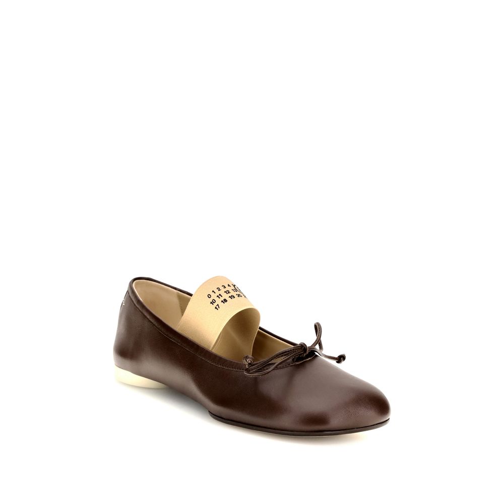 MM6 Brown Calf Leather Bos Taurus Ballet Flats - Image 2