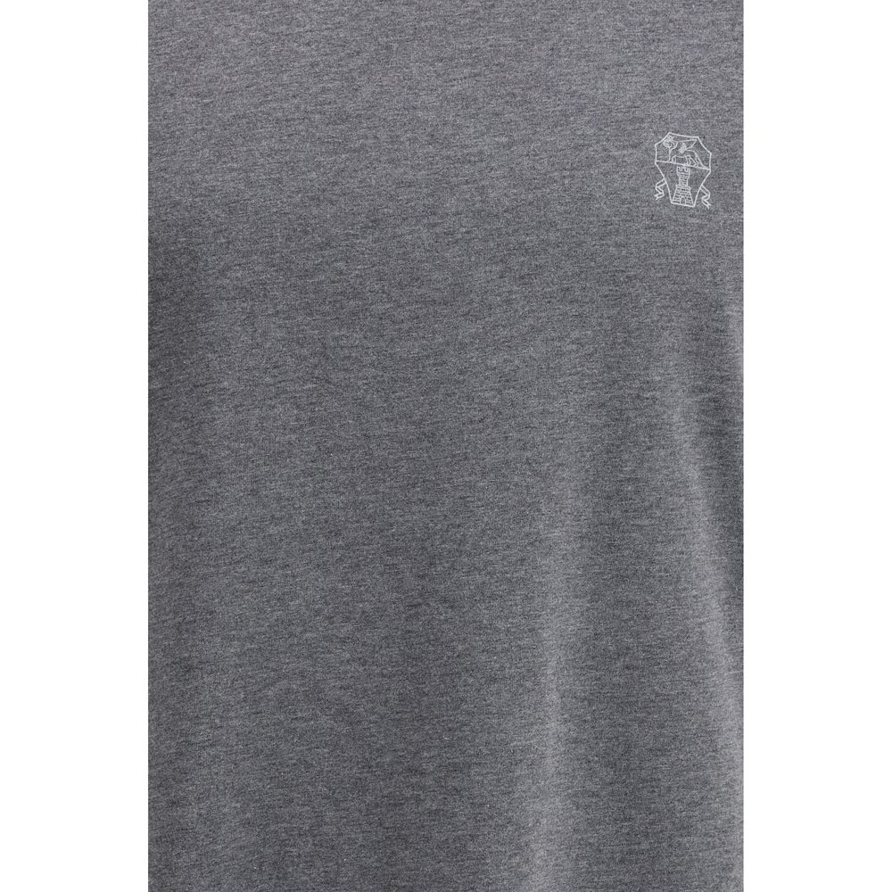 Brunello Cucinelli Gray Cotton T-Shirt - Image 3