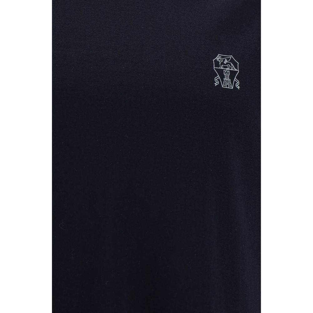 Brunello Cucinelli Blue Cotton T-Shirt - Image 3