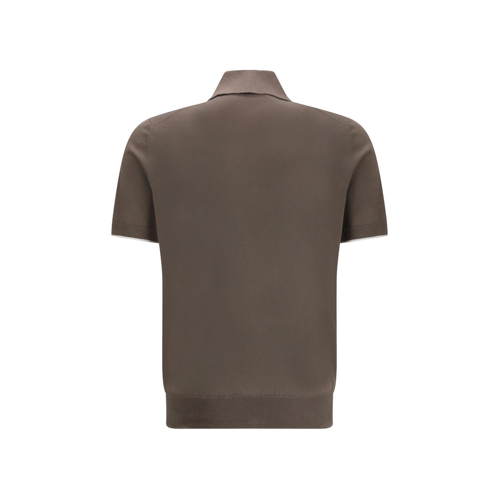 Brunello Cucinelli Brown Cotton Polo Shirt - Image 2