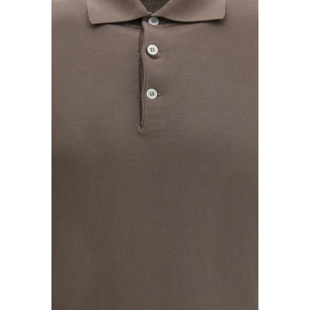 Brunello Cucinelli Brown Cotton Polo Shirt - Image 3