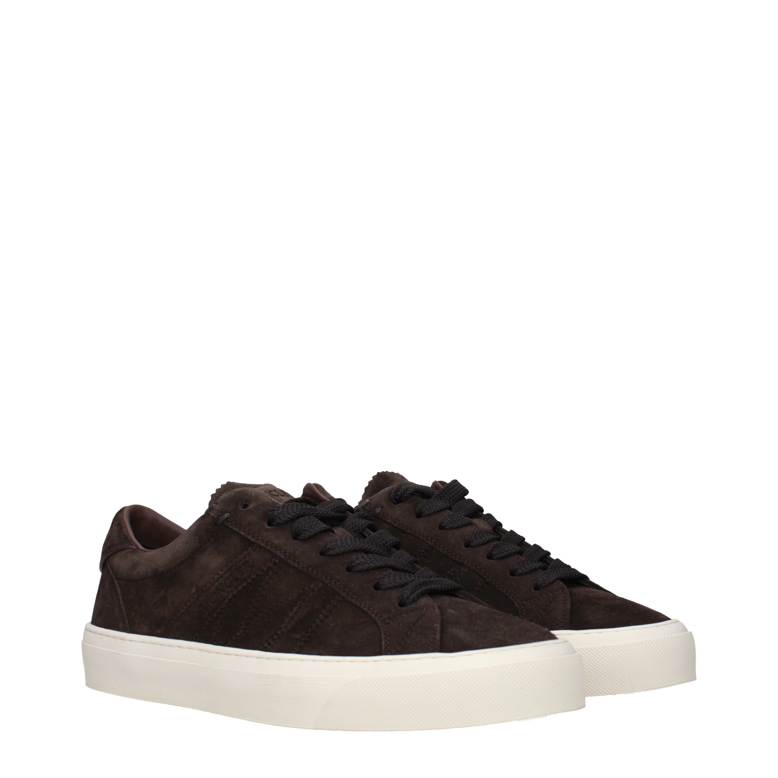 Moncler Brown Leather Low Top Sneakers - Image 2