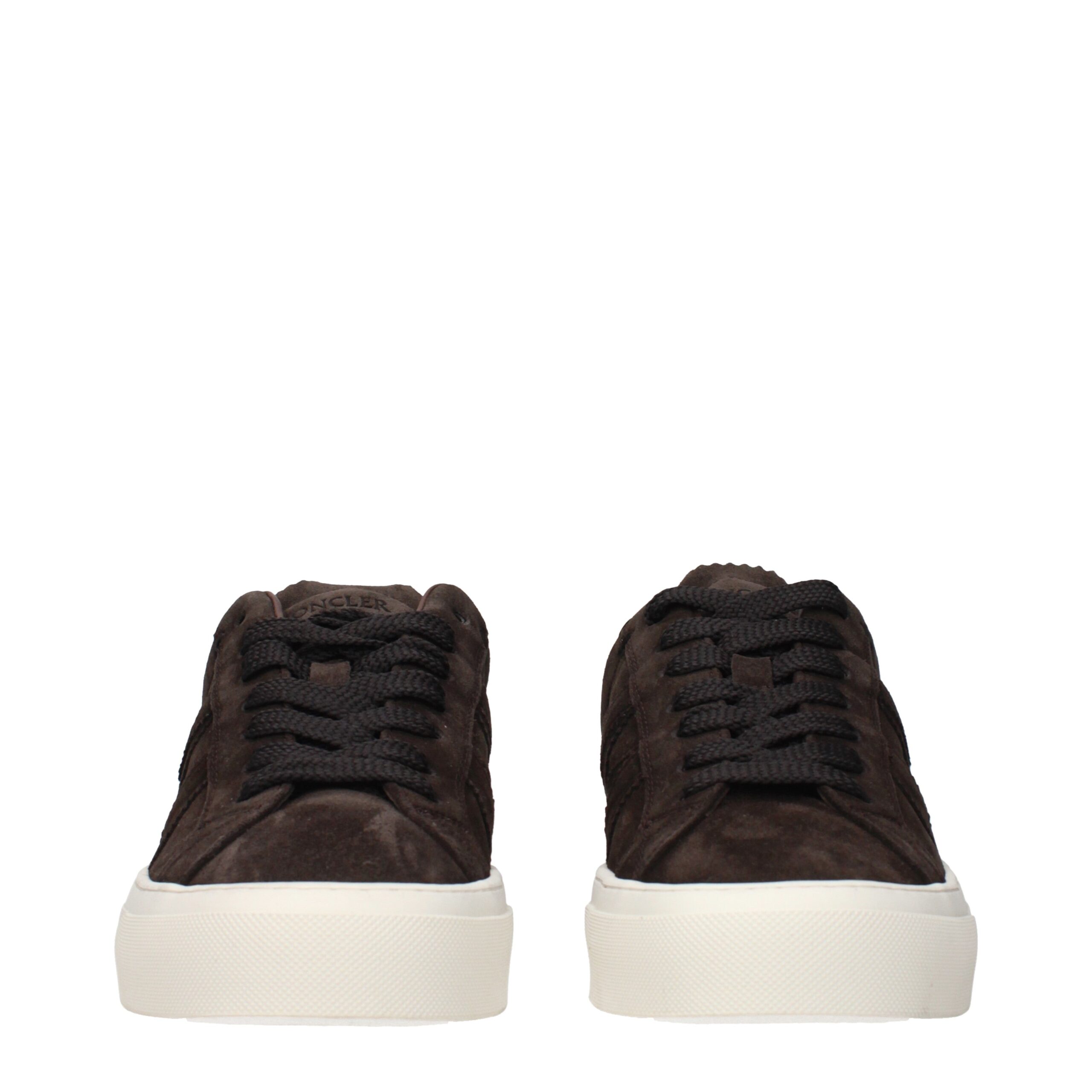 Moncler Brown Leather Low Top Sneakers - Image 3