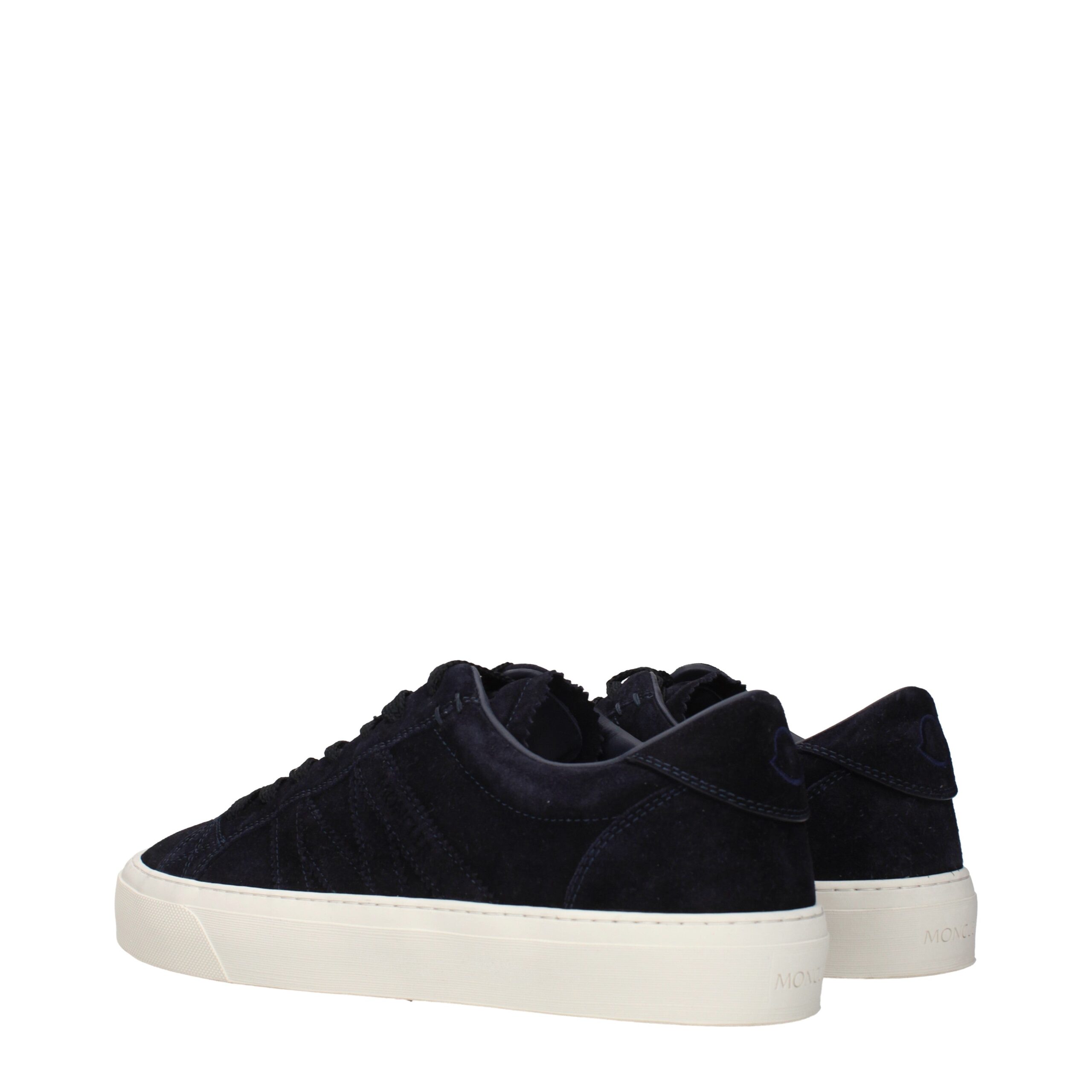 Moncler Blue Leather Low Top Sneakers - Image 4